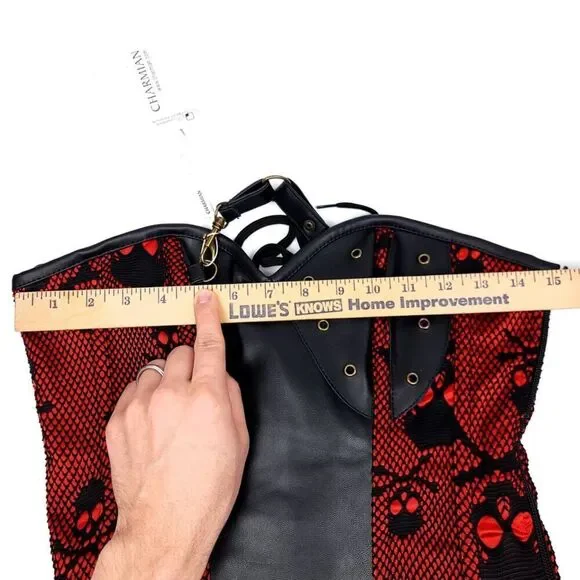 NWT Charmian Goth Steel Boned Steampunk Bustiers Corset Jacket Belt Medium Skull - Picture 5 of 10